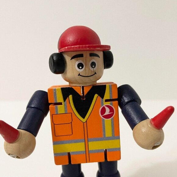 Turkish Airlines Small Wooden Toy Plane Coordinator Moveable Arms and Legs - Picture 2 of 16